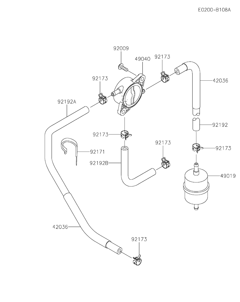 Fuel Tank And Valve Diagram and Parts List for FR691V-HS05  Cub Cadet Lawn Tractor
